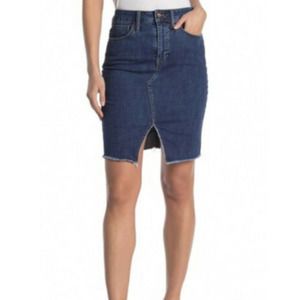 Madewell Fray Hem Denim Pencil Skirt S Blue Casual